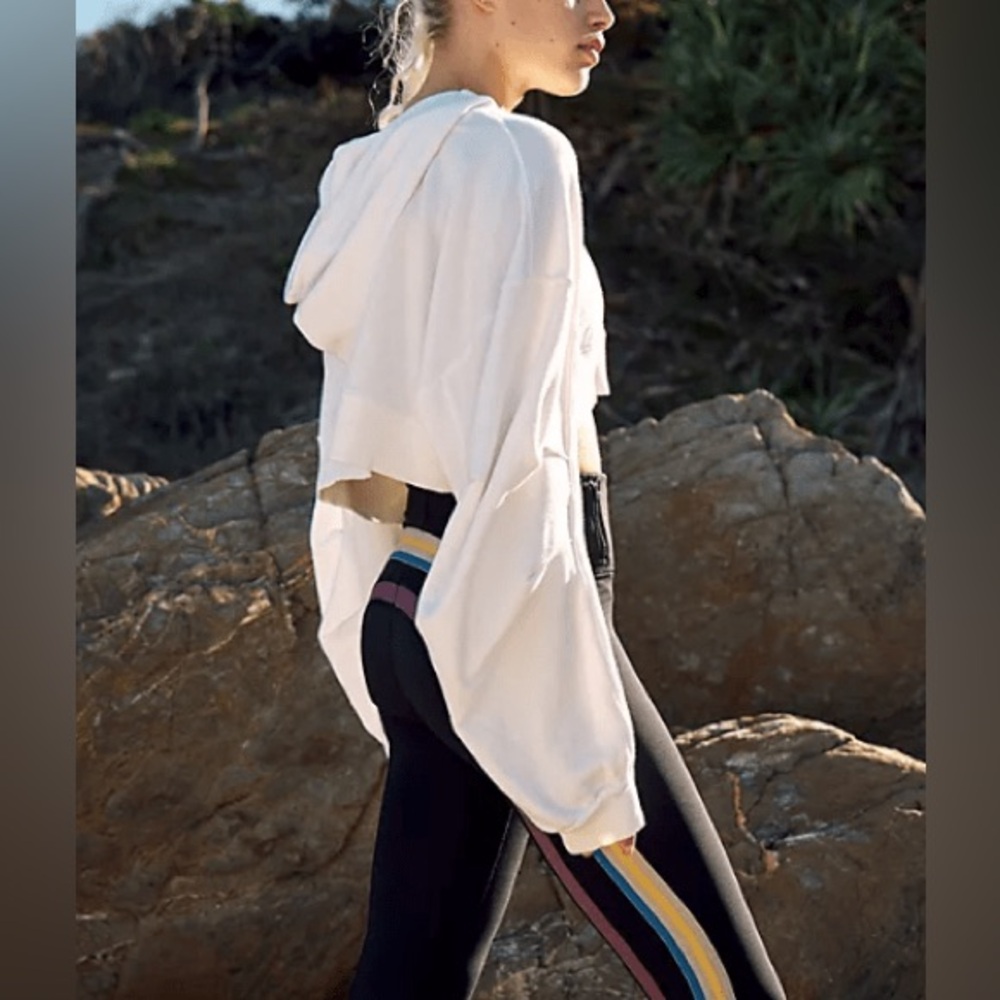 Free People FP Movement Catch Up Cropped Boxy Oversized Barrel Sleeve Hoodie